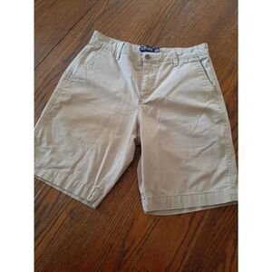 Mens Size 30 Chaps Stretch Khaki Tan Mid Rise Chino Shorts with Pockets